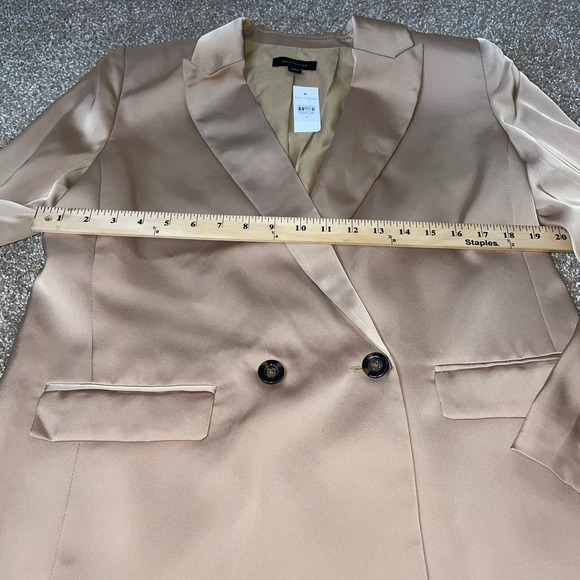 Ann Taylor blazer jacket NEW SZ 8 golden tan sheen double button Career business - Picture 4 of 11